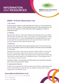 AS 10 Point Observation List on ADHD